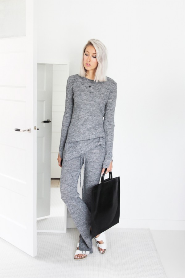 knitted trousers and top
