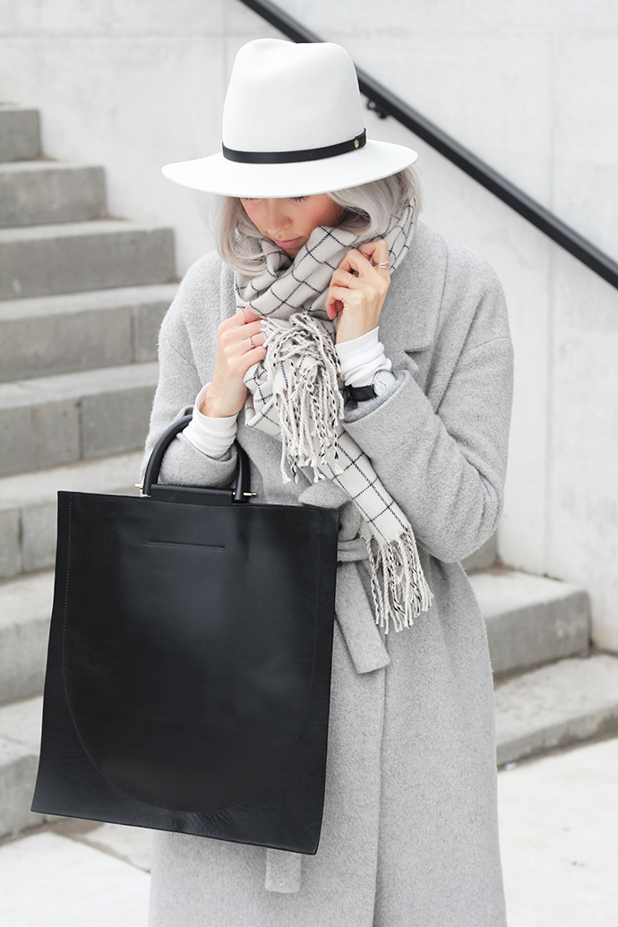 monochrome winter outfit