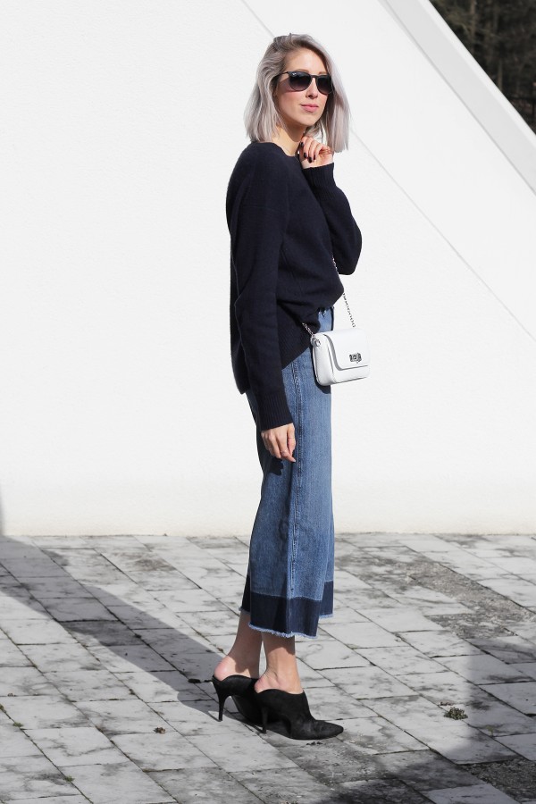 blue denim flares
