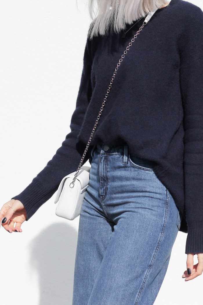 blue denim flares